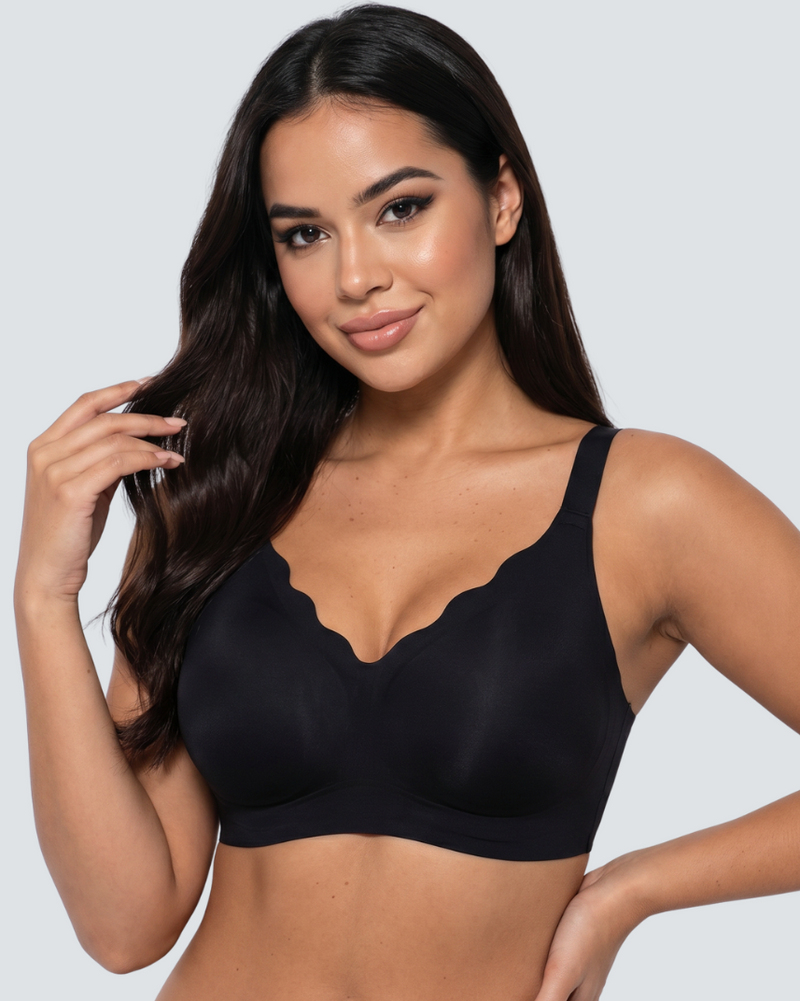 Seamless Scalloped Jelly Bra - White / 3XL