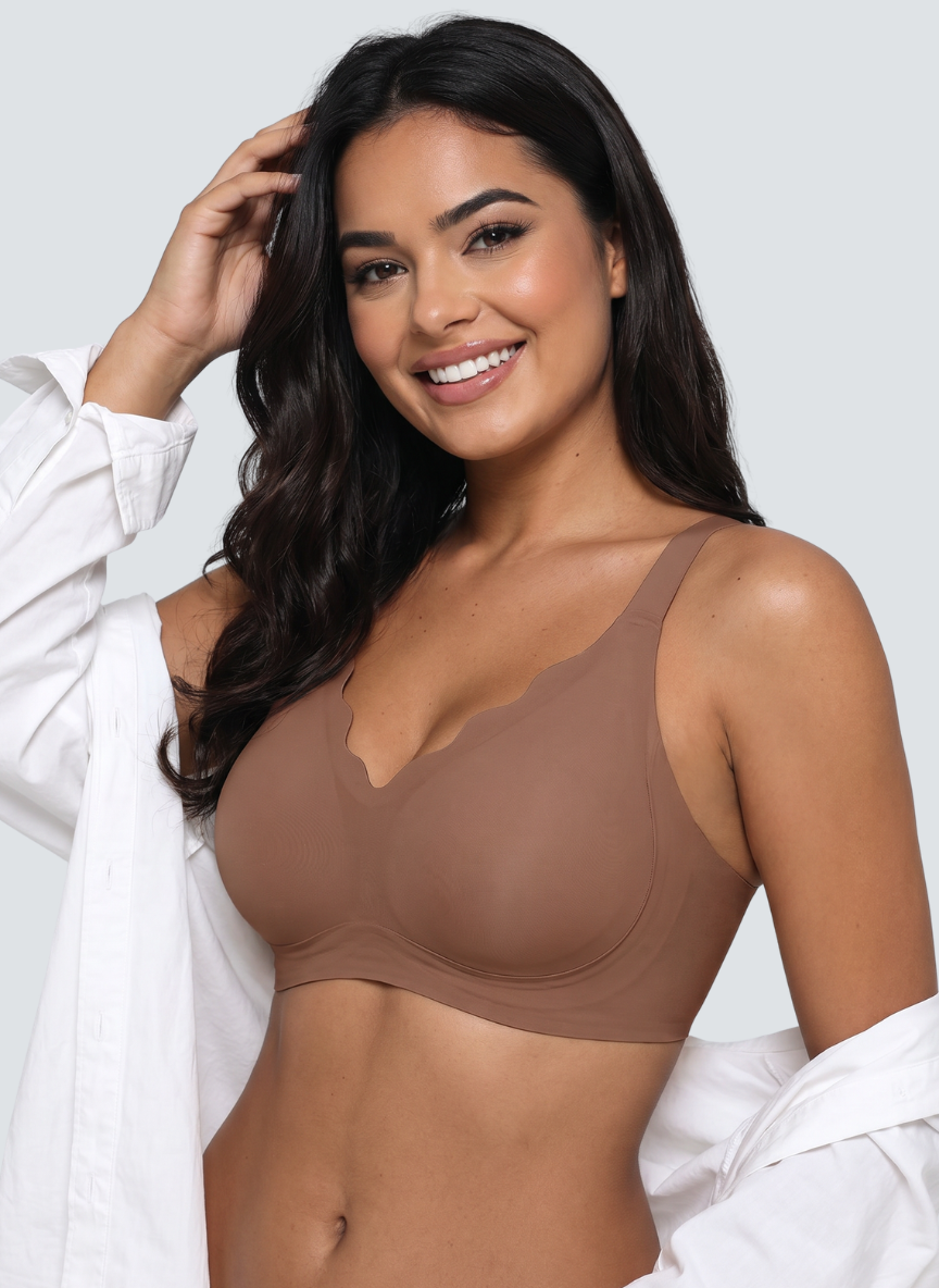 Seamless Scalloped Jelly Bra - Gray / S