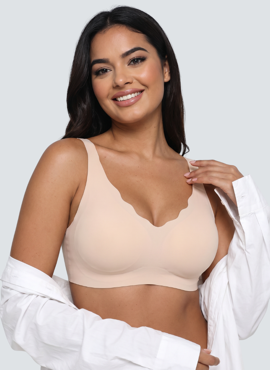Seamless Scalloped Jelly Bra - White / 2XL