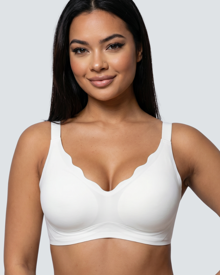 Seamless Scalloped Jelly Bra - White / S