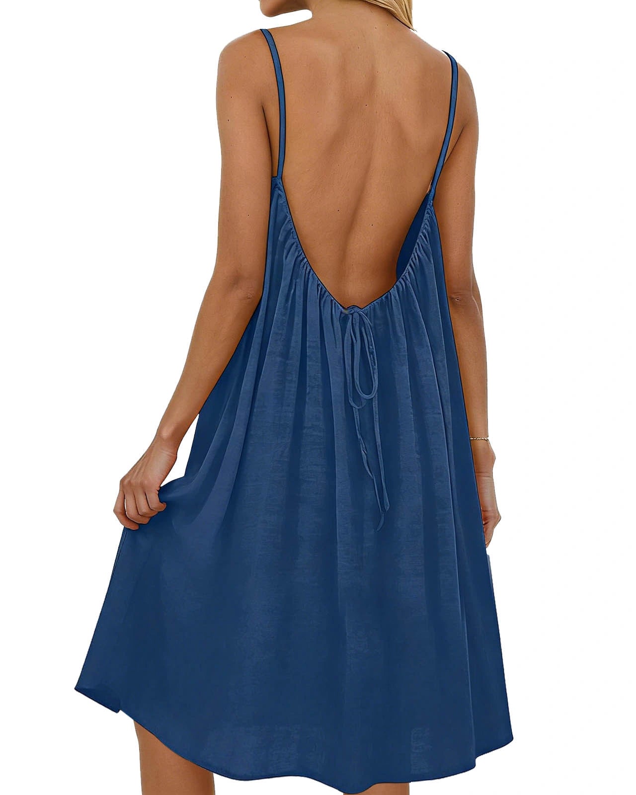 Casual Open-Back Spaghetti Strap Dress