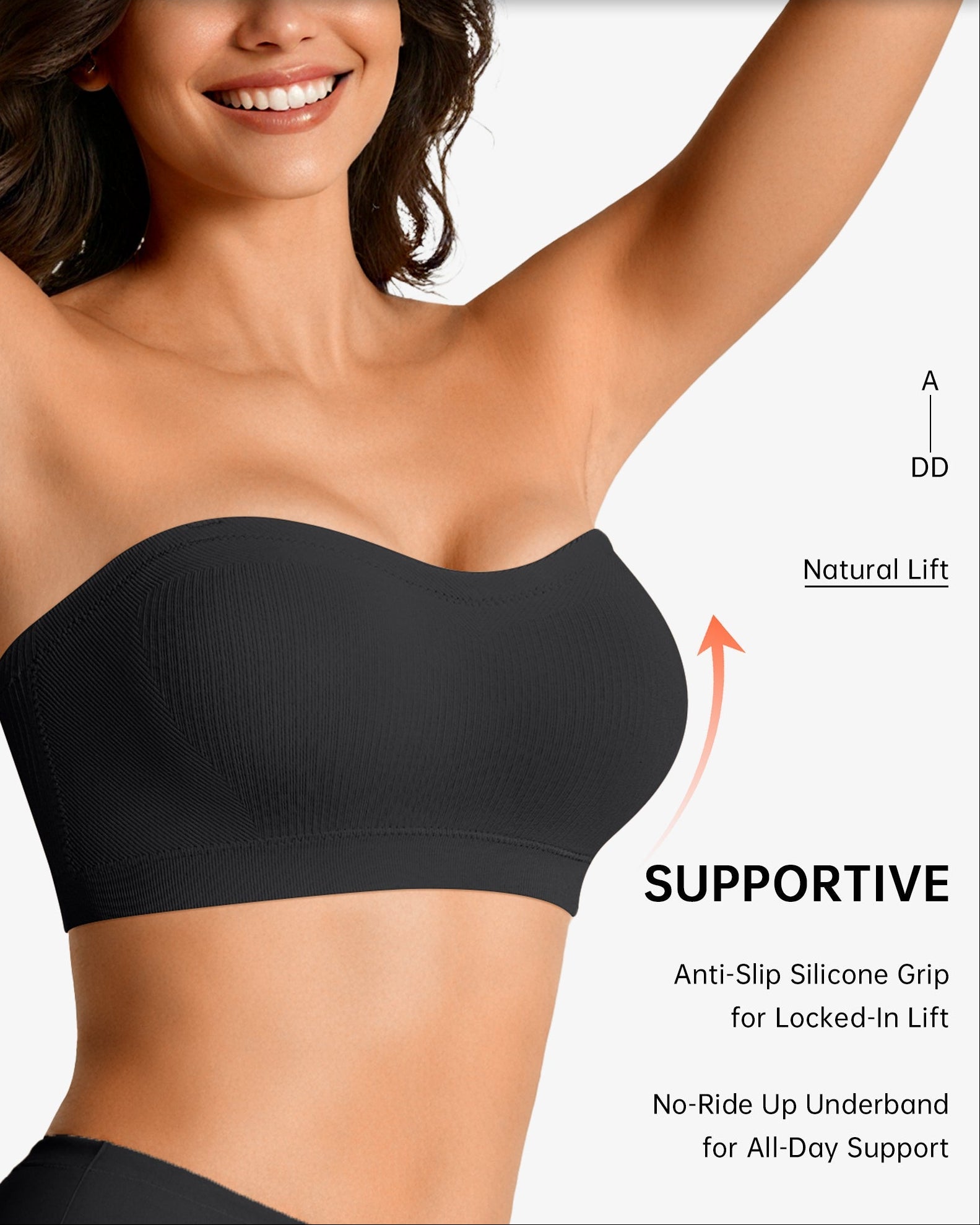 ZOE Stay Put Bandeau Bra - Black
