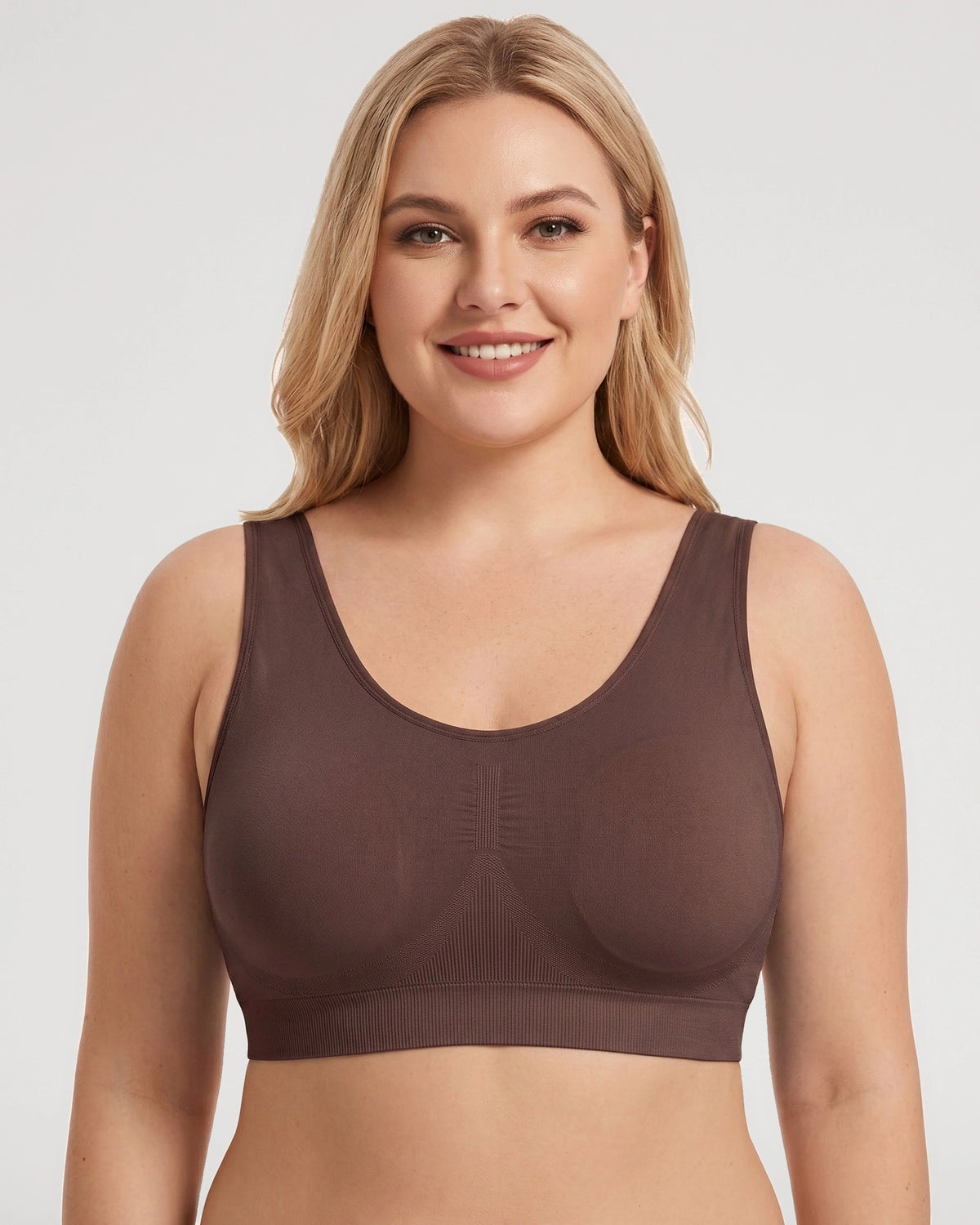 Front fit view of the Comfort Wireless Full Coverage Push Up U Back Bra | LilyCurve