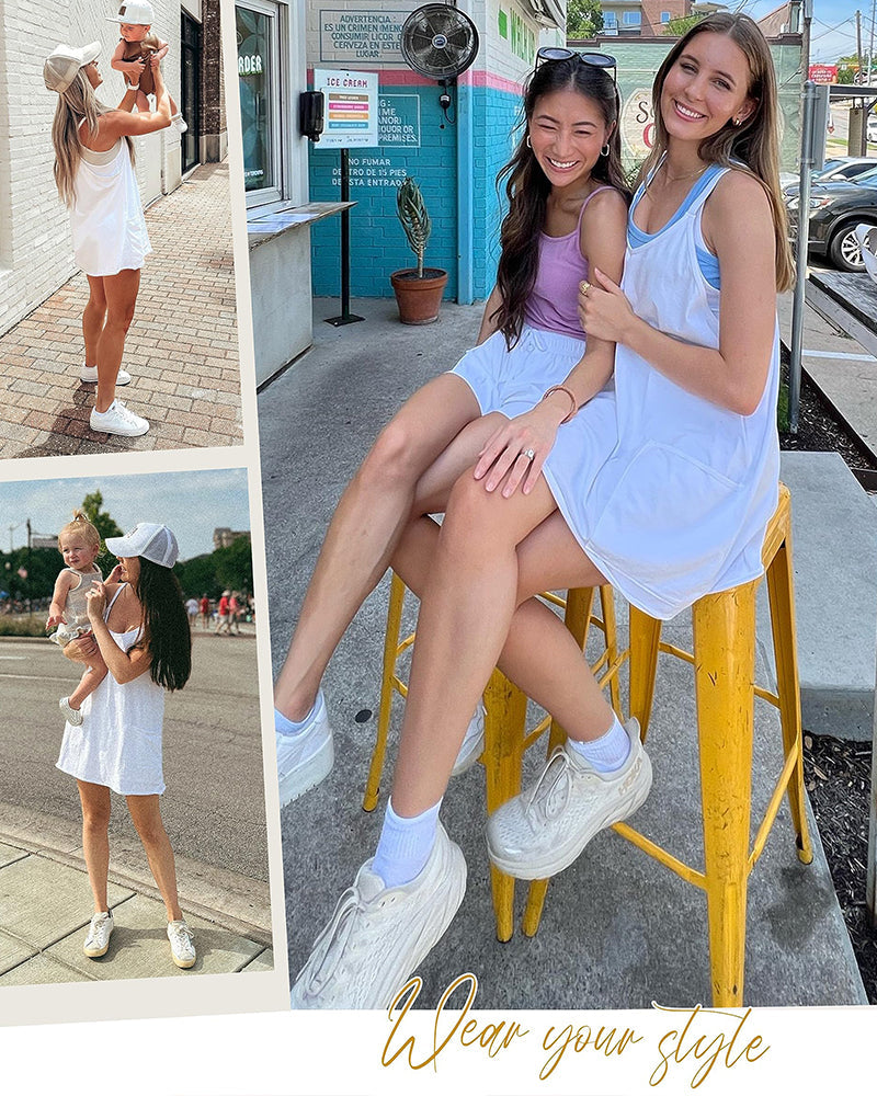 2-in-1 Lounge Romper Dress - Dark Blue