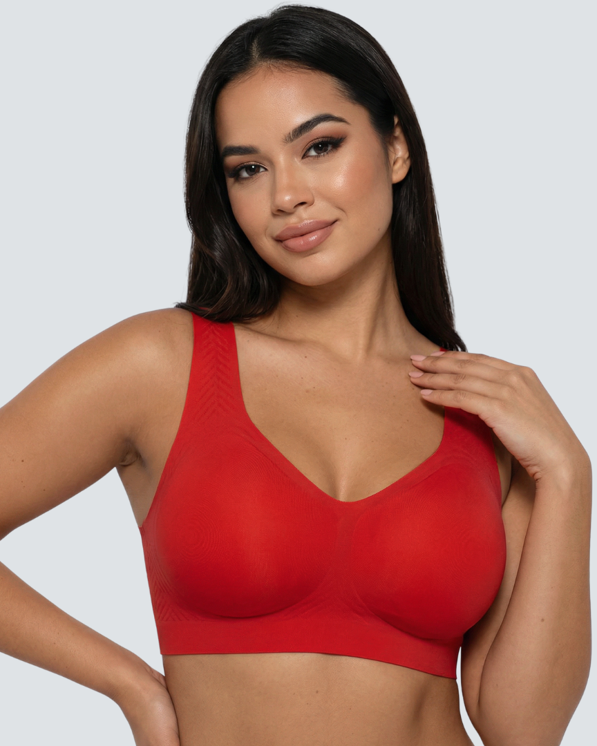 Wireless Smooth Back Jelly Bra - Red / M