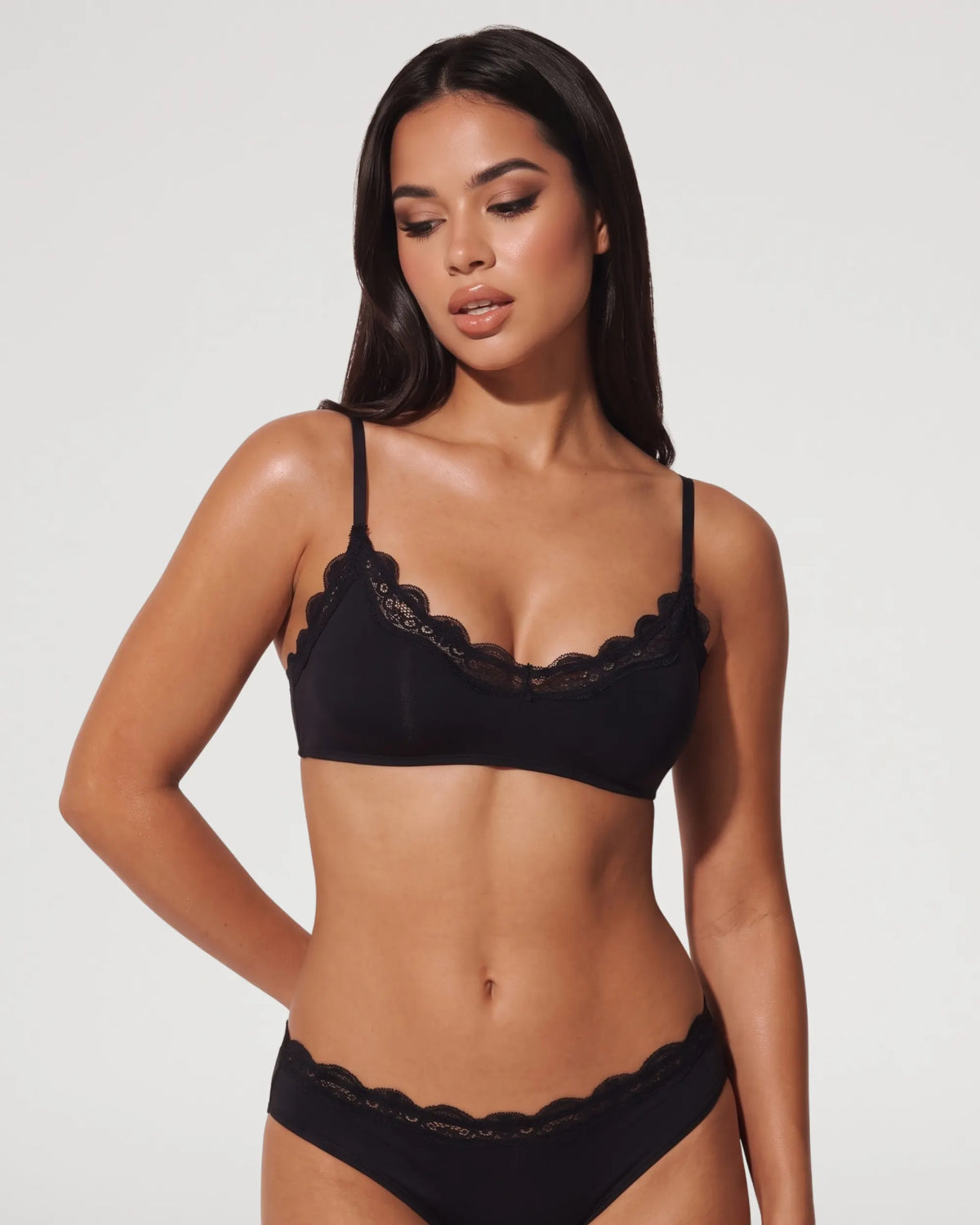 Lace Trim Unlined Wirefree Pull-On Bralette