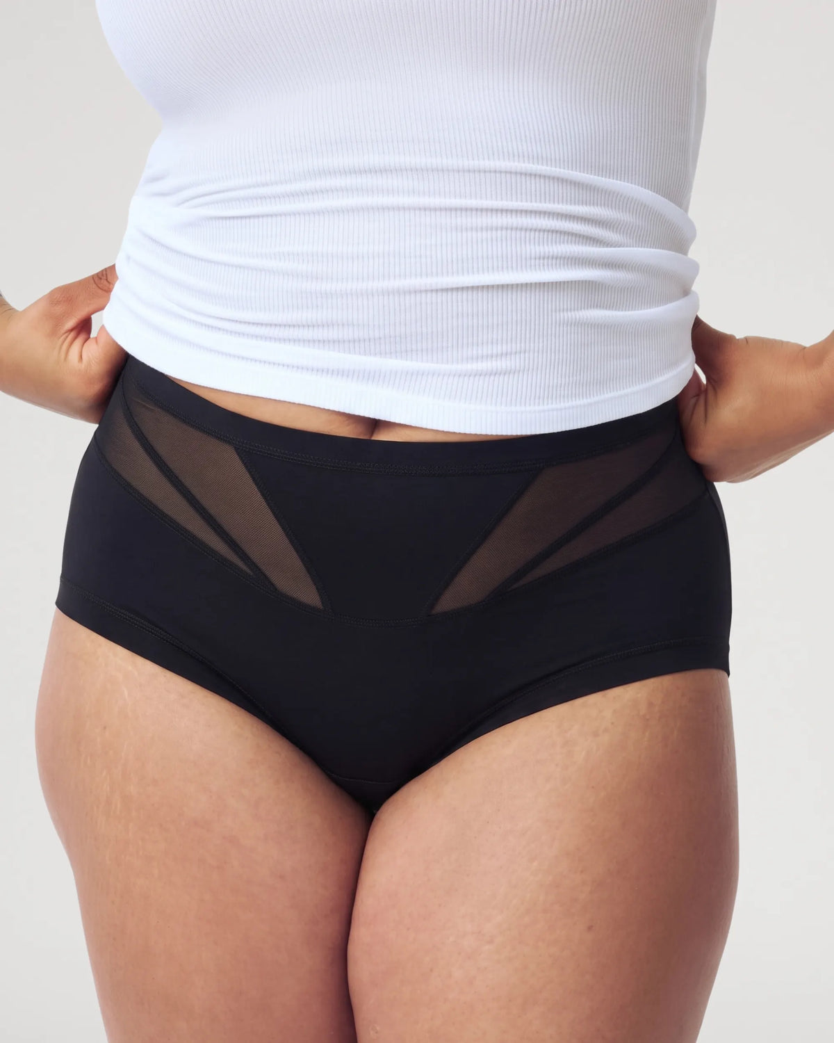 High-Waist Mesh Panel Butt-Lifting Briefs