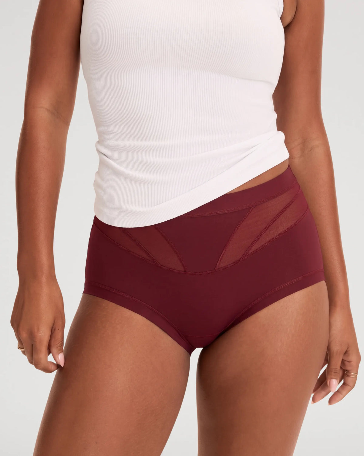 High-Waist Mesh Panel Butt-Lifting Briefs