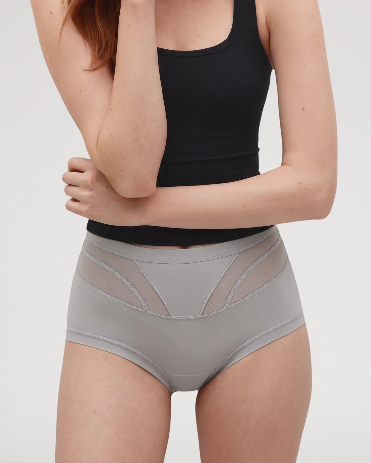 High-Waist Mesh Panel Butt-Lifting Briefs