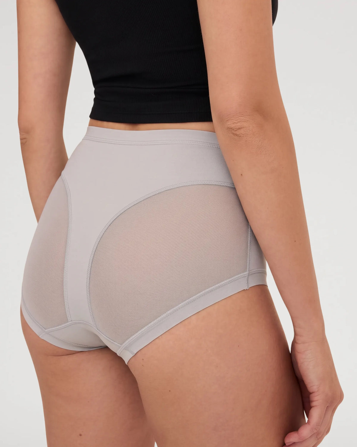 High-Waist Mesh Panel Butt-Lifting Briefs