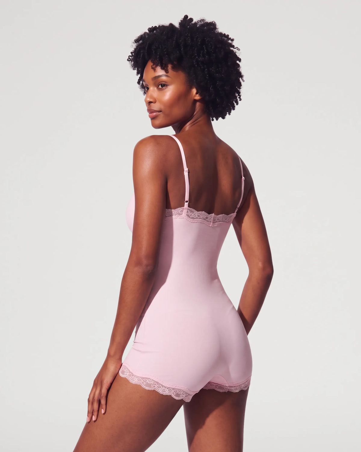 Gravel Beige Seamless Lace-Trim Cami Shaping Bodysuit