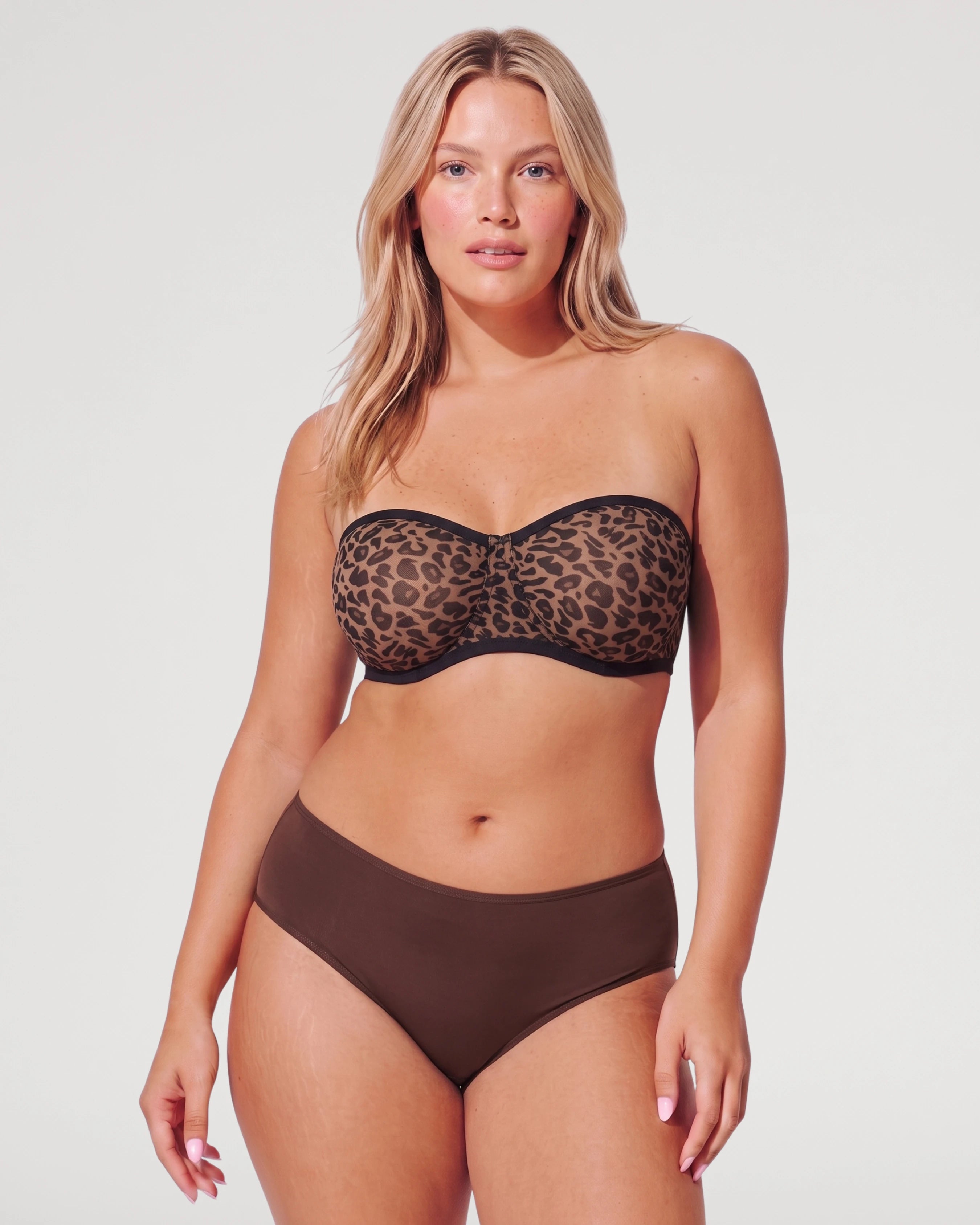 Sheer Mesh Unlined Underwire Strapless Balconette Bra