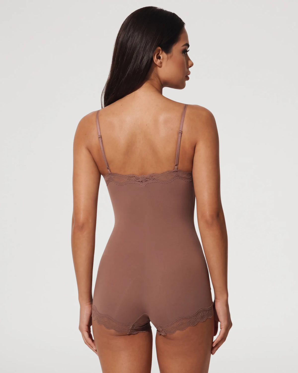 Caramel Seamless Lace-Trim Cami Shaping Bodysuit