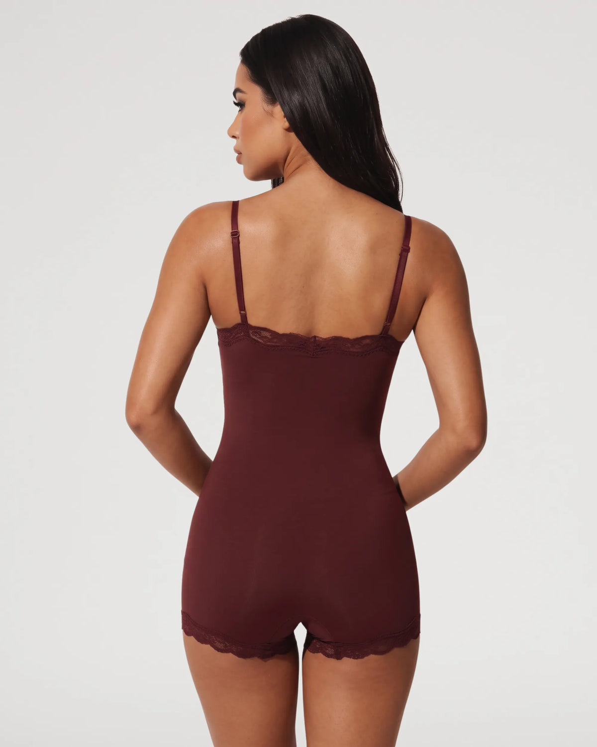 Black Seamless Lace-Trim Cami Shaping Bodysuit