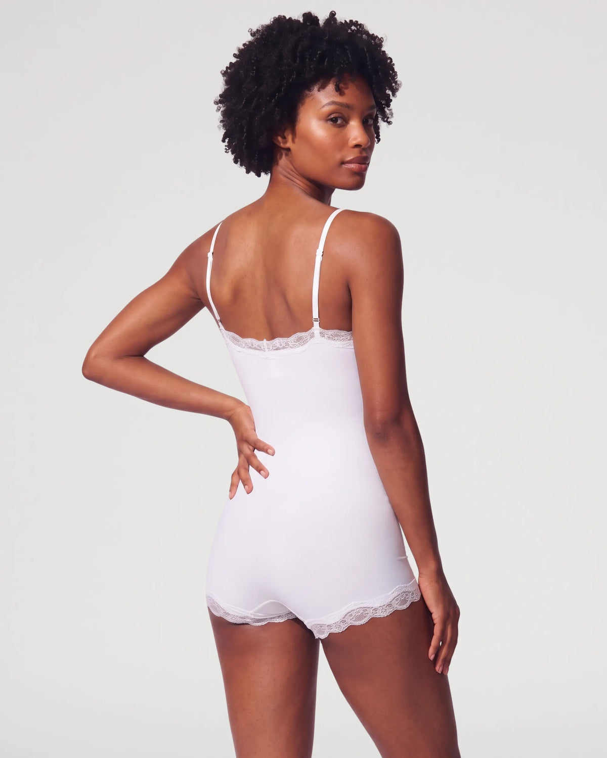 Burgundy Seamless Lace-Trim Cami Shaping Bodysuit