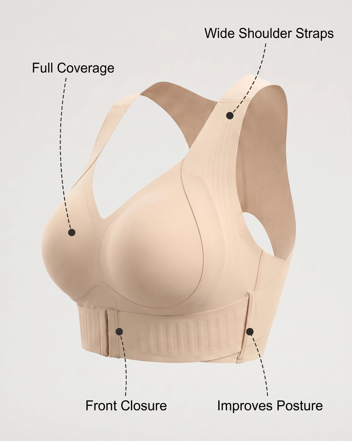 Seamless Front-Closure Wireless Posture Bra