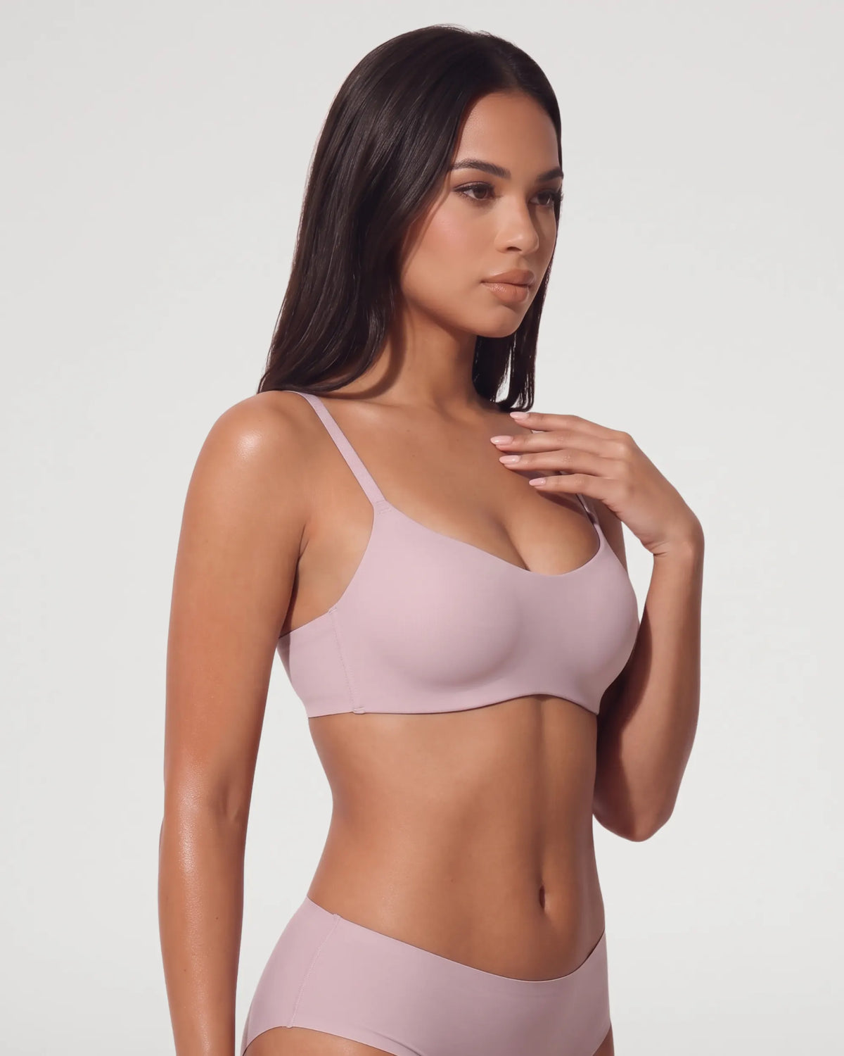 Nude Pink Seamless Molded Push Up Wireless Balconette Bra