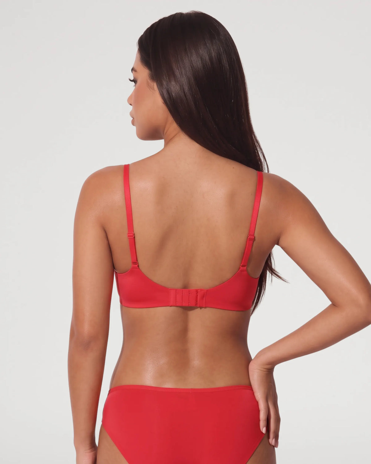 Red Seamless Molded Push Up Wireless Balconette Bra