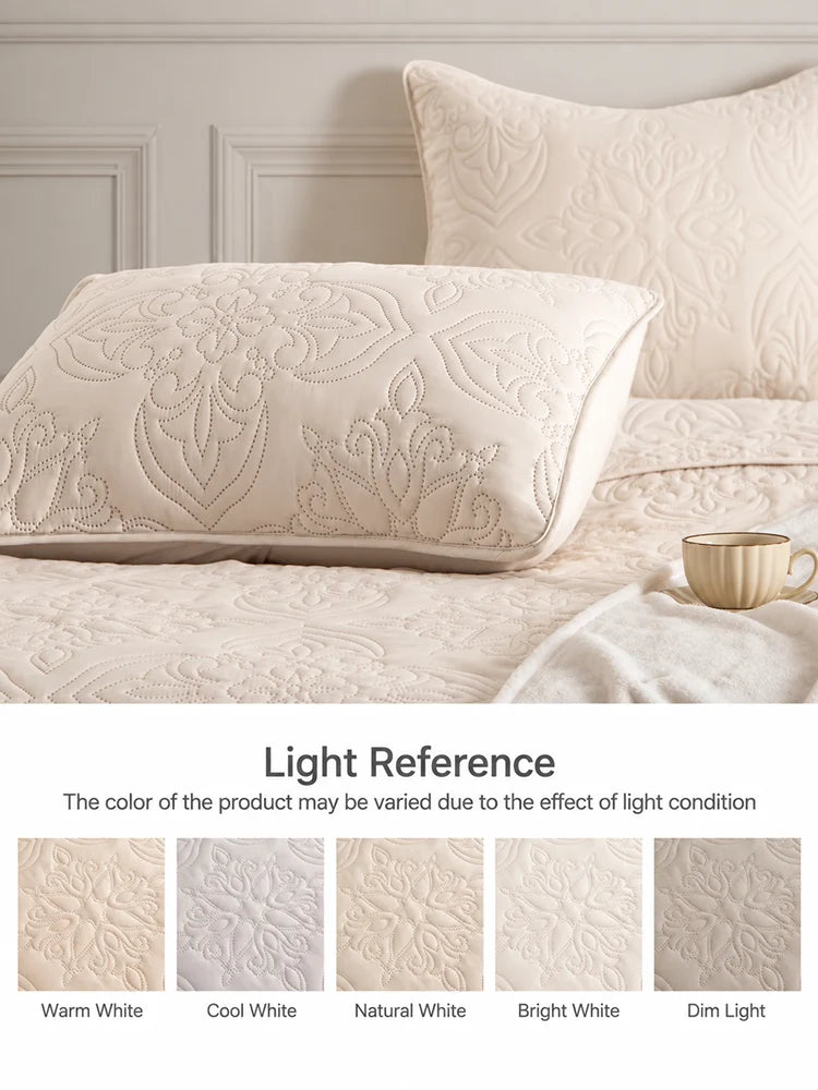 Vintage Damask Ultrasonic Quilted Bedding Set