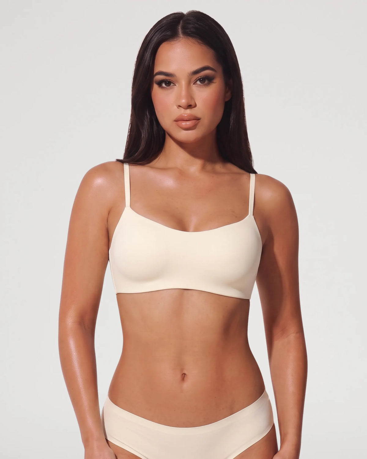 Coconut White Seamless Molded Push Up Wireless Balconette Bra