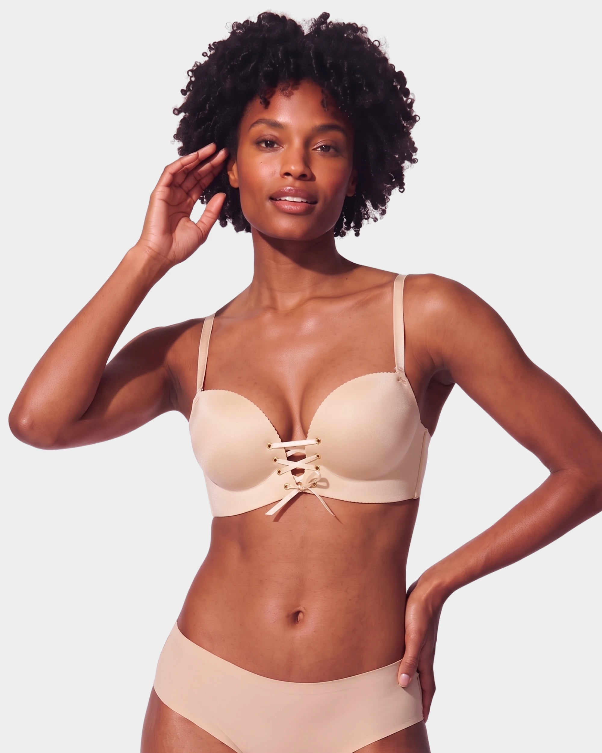 Wireless Front Lace-Up Push-Up Bra