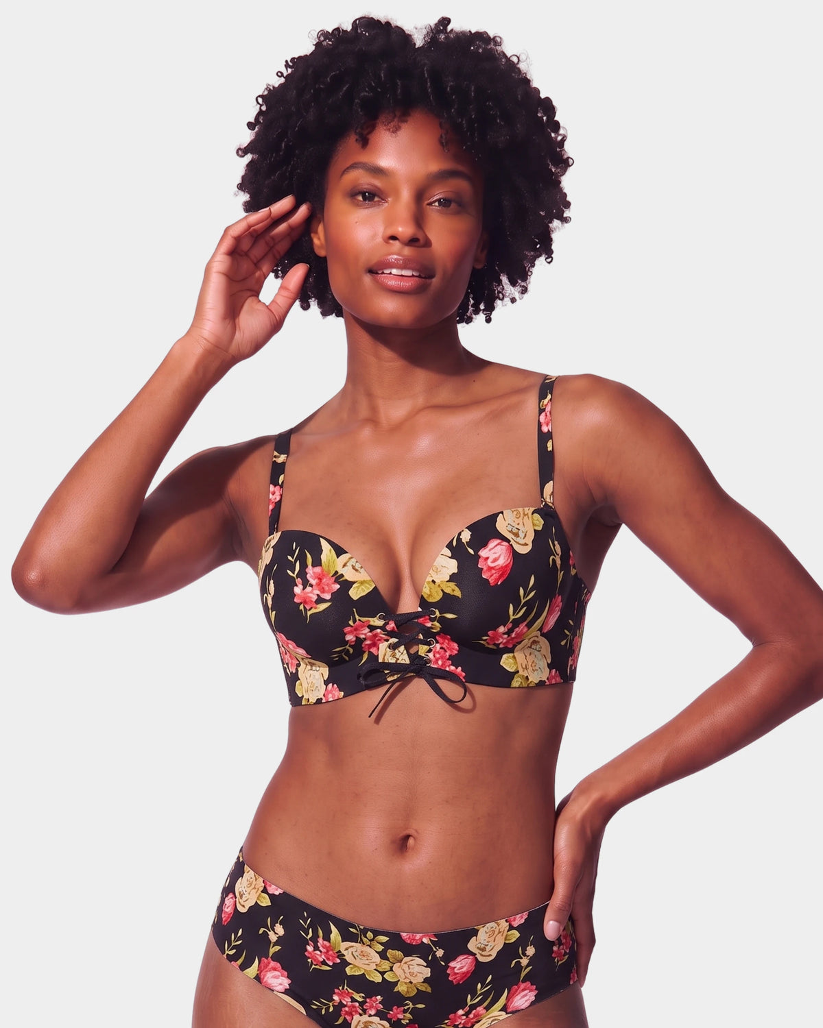 Wireless Front Lace-Up Push-Up Bra
