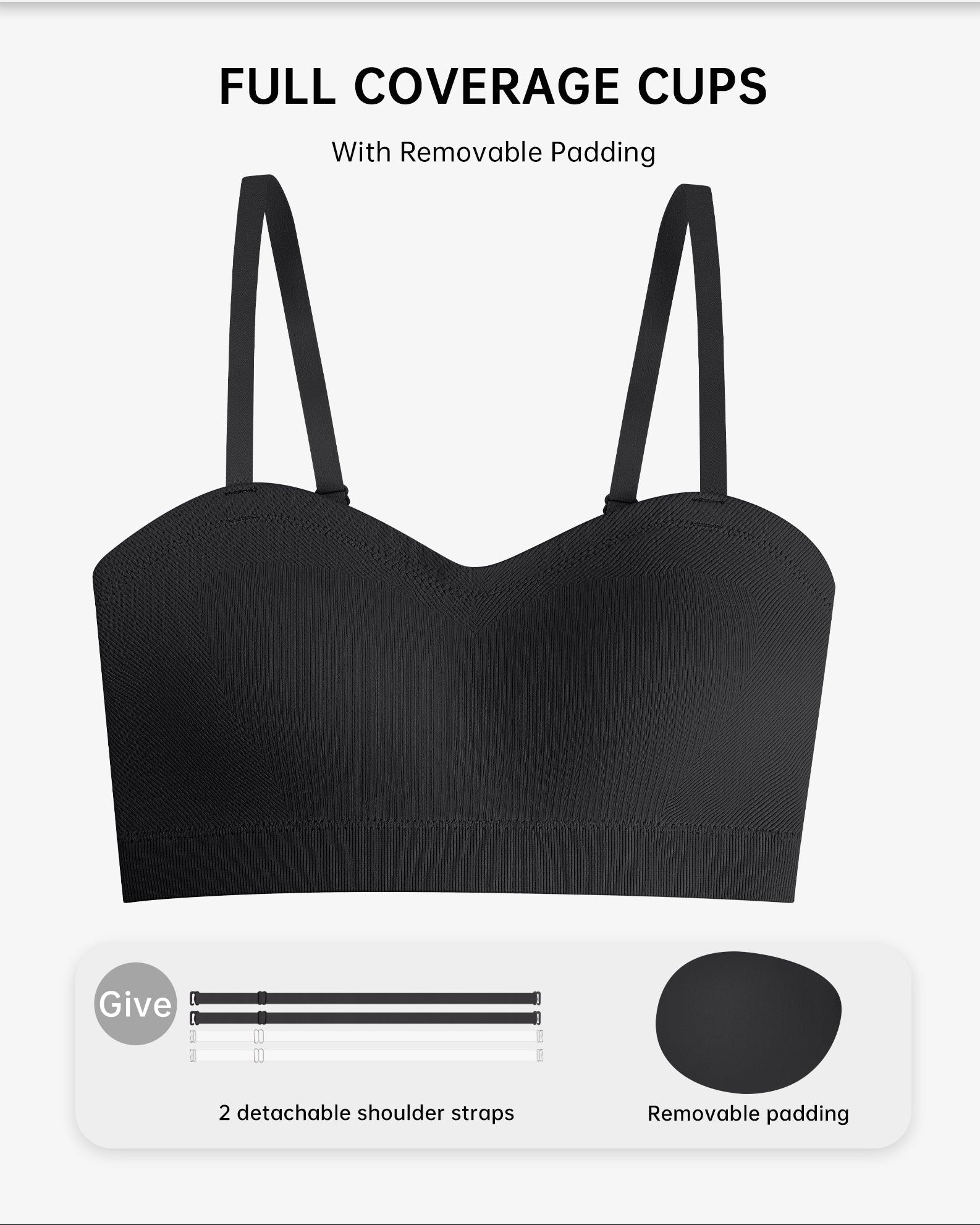 ZOE Stay Put Bandeau Bra - Black