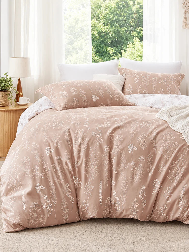 3-Piece Botanical Floral Reversible Comforter Set