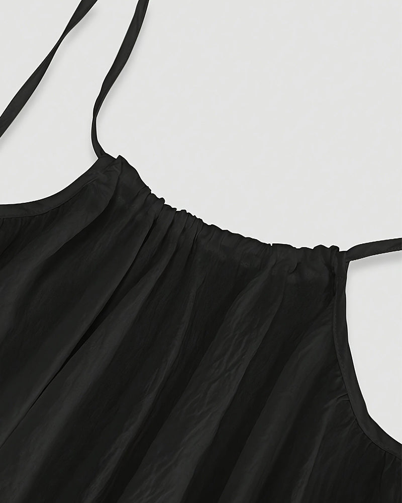 LilyCurve Women's Solid Color Backless Cami Dress in BK