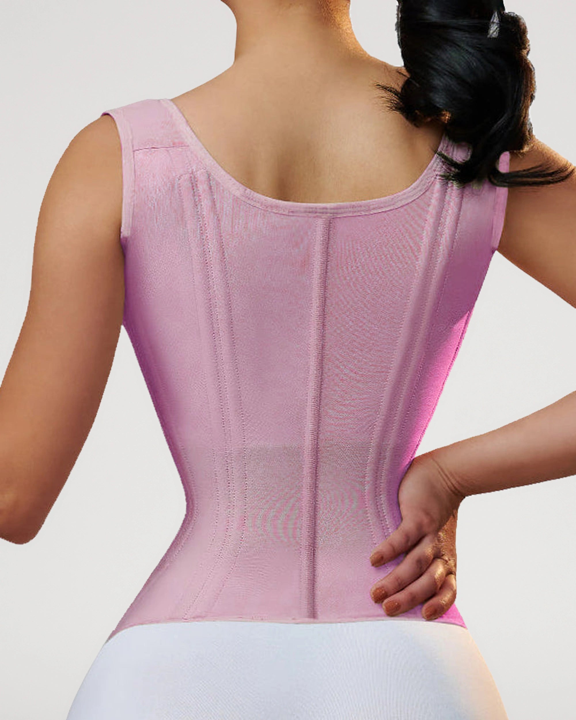 Model-style fit view of the Double Waistband Corset Vest Waist Trainer | LilyCurve