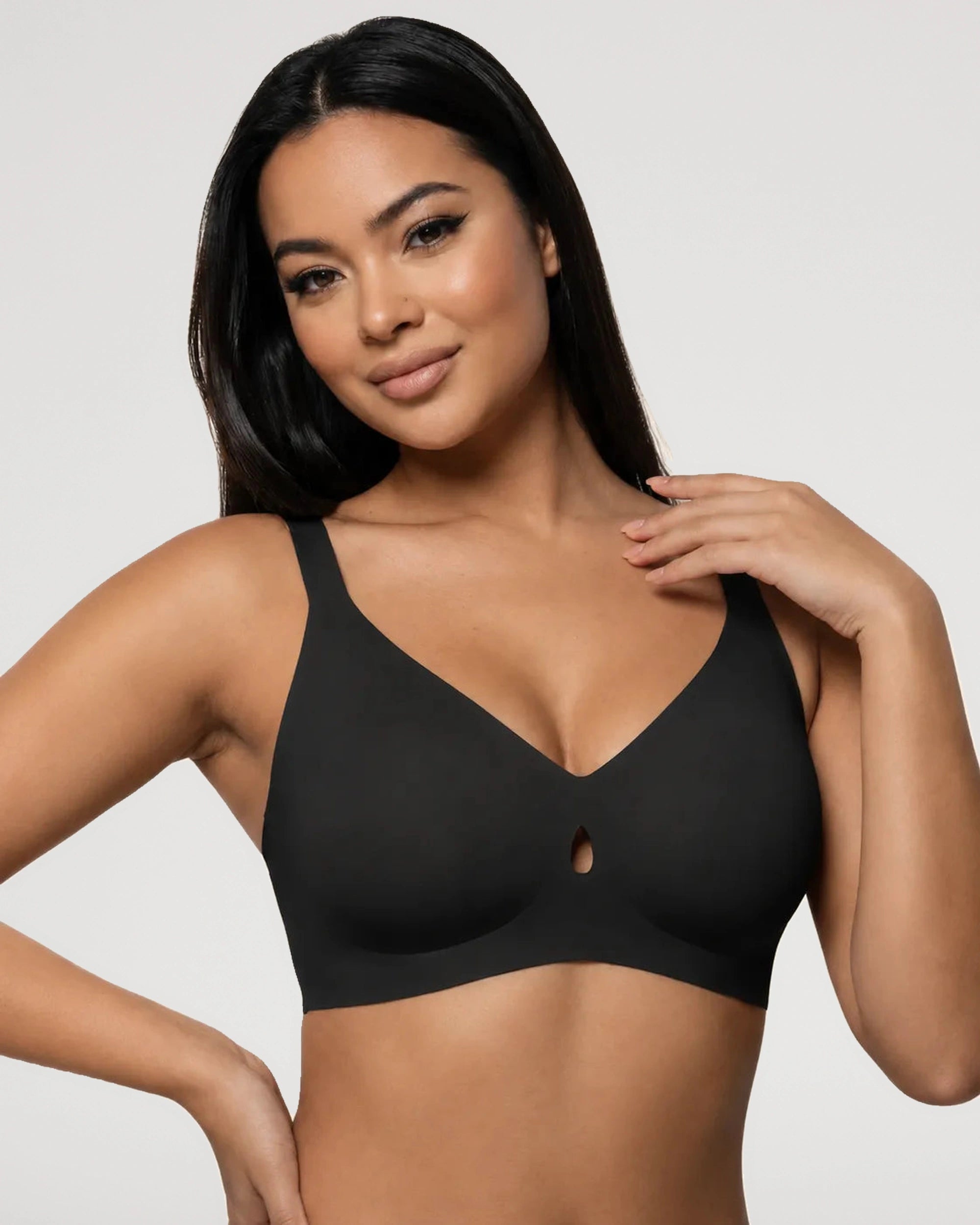Studio fit image for the Wireless Jelly Push Up Plunge Bra | LilyCurve