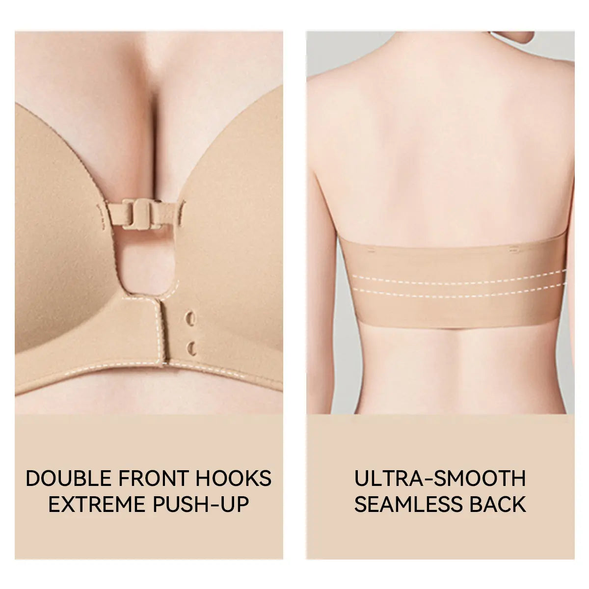 Front-Closure Wireless Padded Strapless Bra