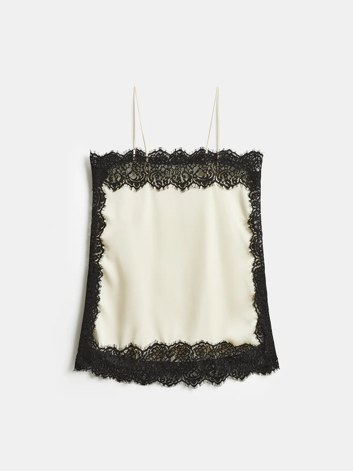 Contrast Black Lace Trim Satin Camisole Top