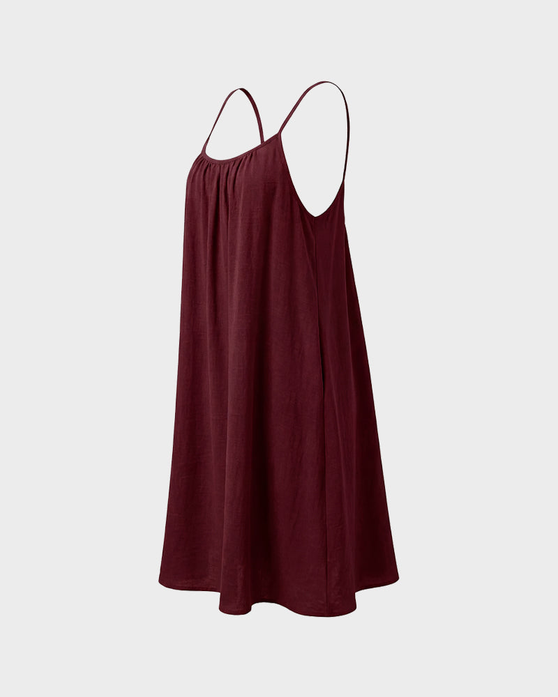Casual Open-Back Spaghetti Strap Dress