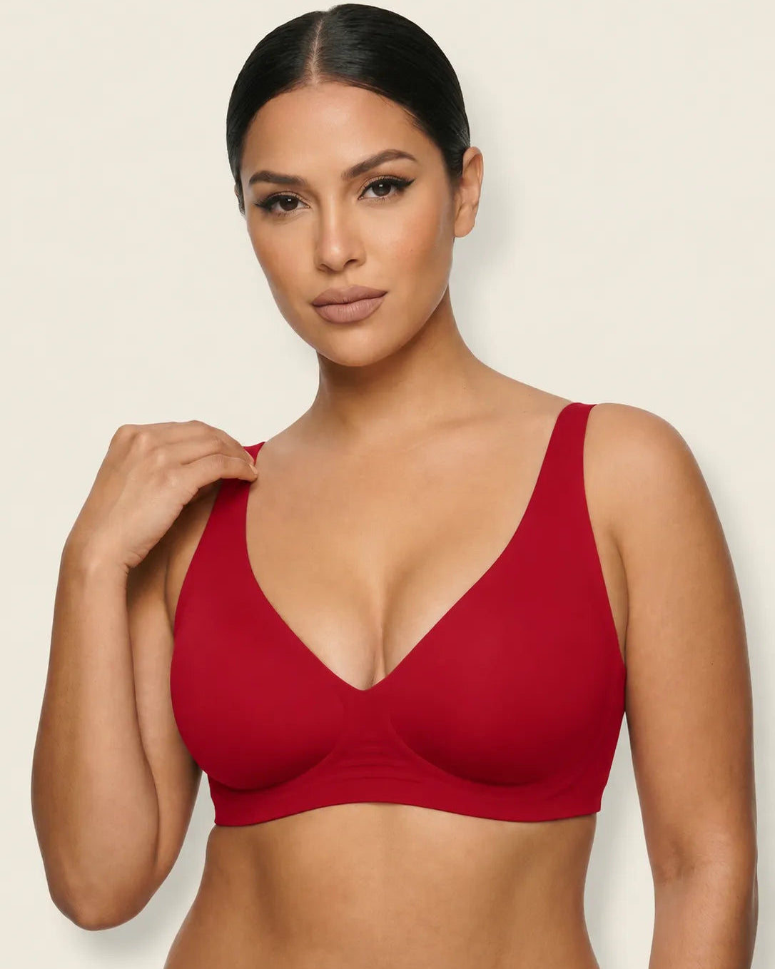 Soutien-gorge sans couture plongeant push-up sans armature en gel