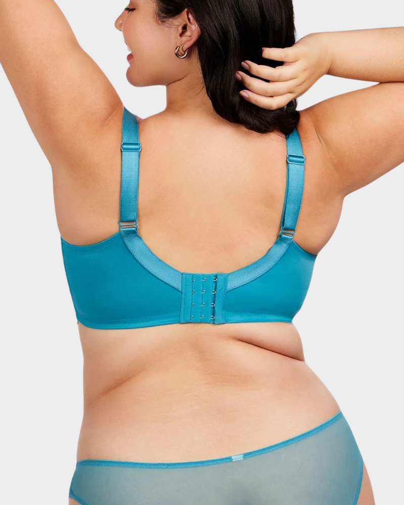 LilyCurve Ultra-Light Lace Underwire Push-Up Bra in BK