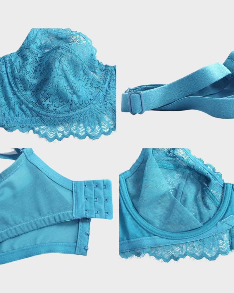 LilyCurve Ultra-Light Lace Underwire Push-Up Bra in BK