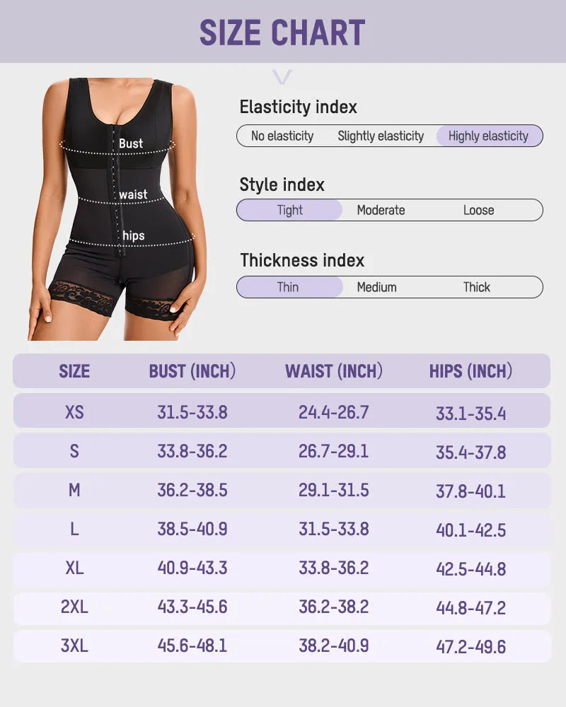 Extra Firm Post Surgery Full Body Shaper Zipper Crotch Fajas