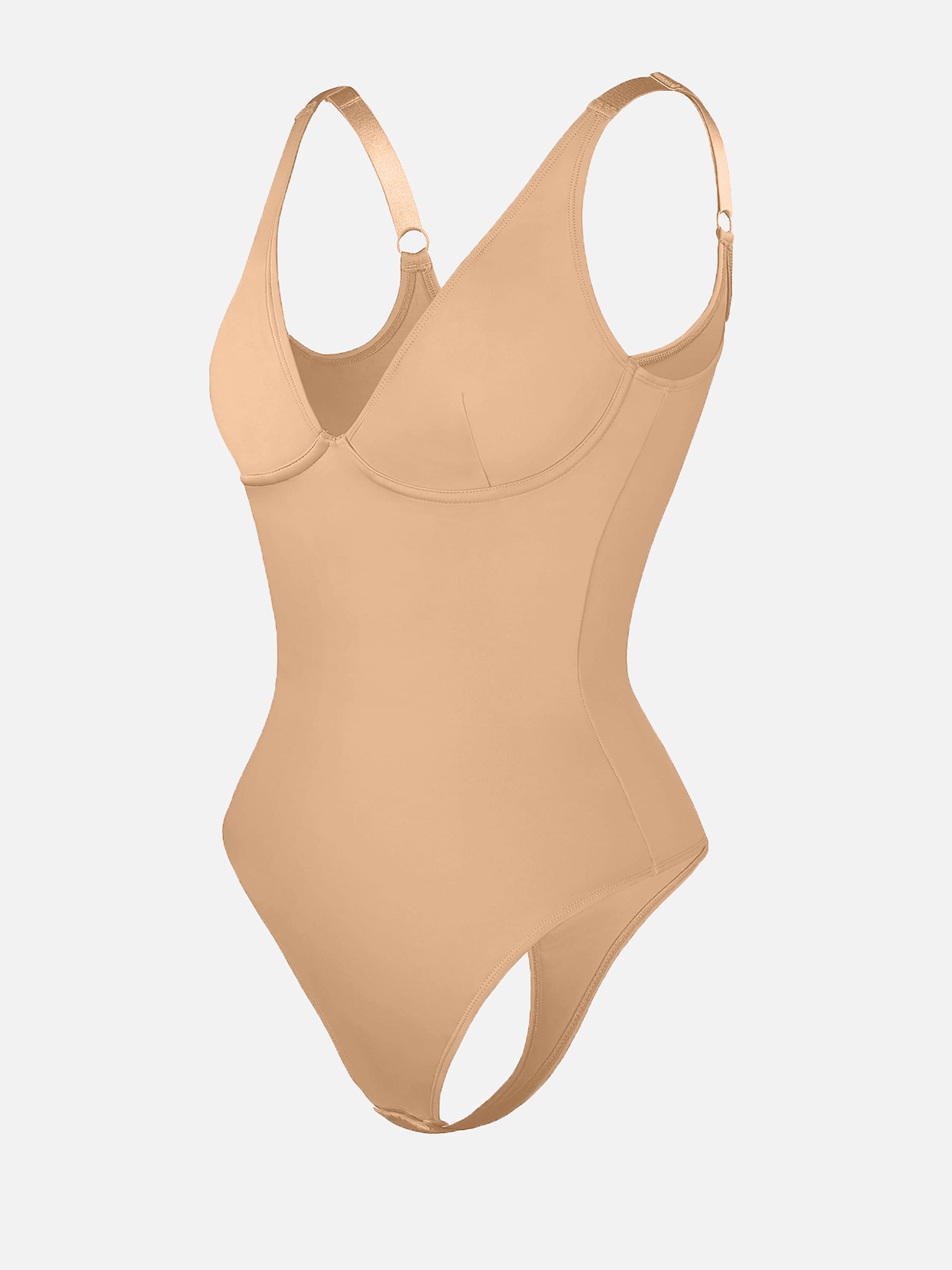 V-Neck Tummy Control Sculpt Bodysuit - V-neck Thong - Forest Green - View 64