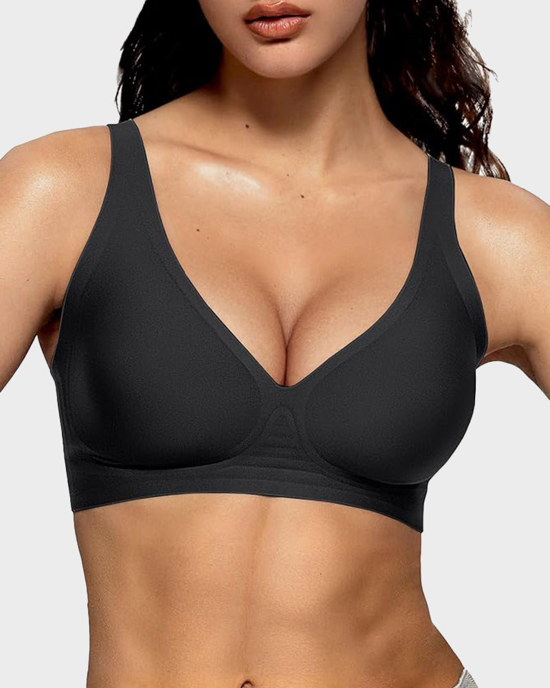 LilyCurve Seamless Deep V Push-Up Wireless Bra in NU