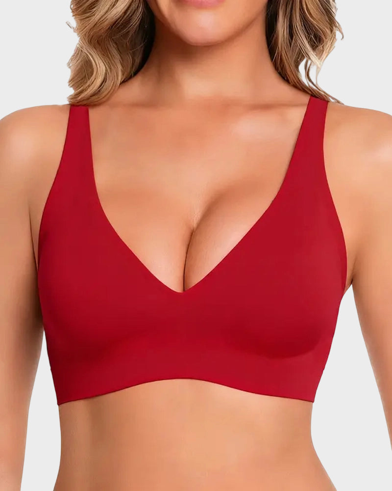 LilyCurve Seamless Deep V Push-Up Wireless Bra in BK