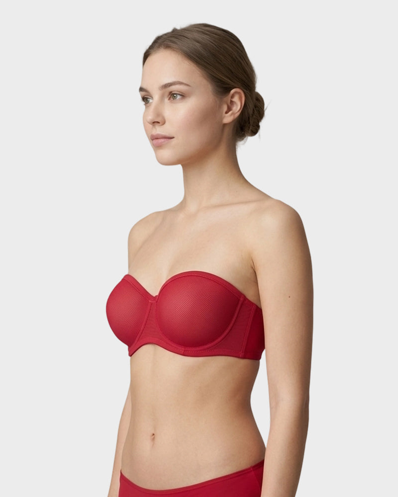 LilyCurve Strapless Mesh Underwire Balconette Bra in LE