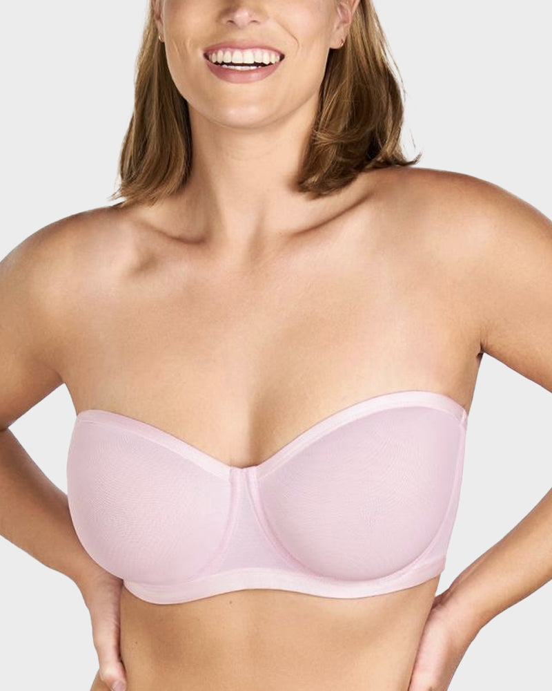 LilyCurve Strapless Mesh Underwire Balconette Bra in LE