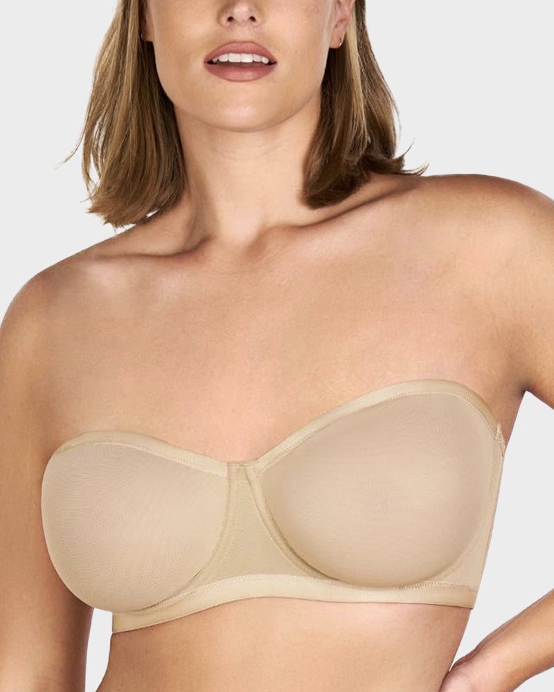 LilyCurve Strapless Mesh Underwire Balconette Bra in LE