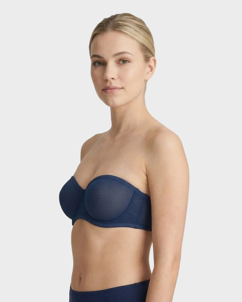 LilyCurve Strapless Mesh Underwire Balconette Bra in LE