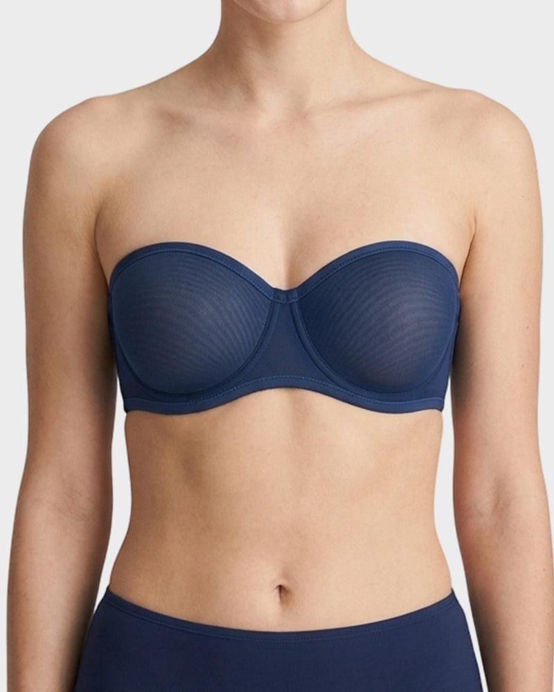 LilyCurve Strapless Mesh Underwire Balconette Bra in LE