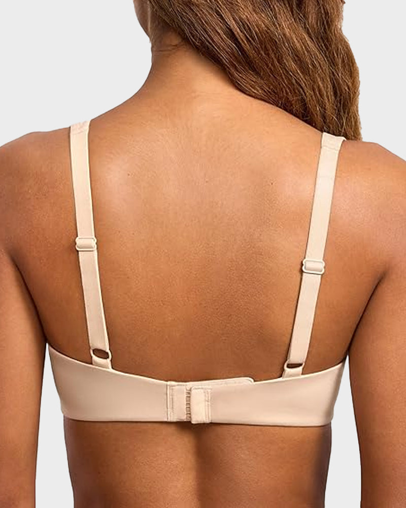 LilyCurve Underwire Support Seamless Unlined Balconette Bra in BN