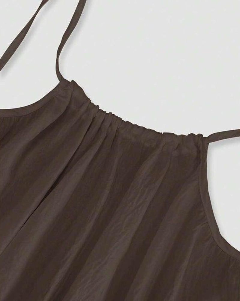 Women's Solid Color Backless Cami Dress - Dark Green
