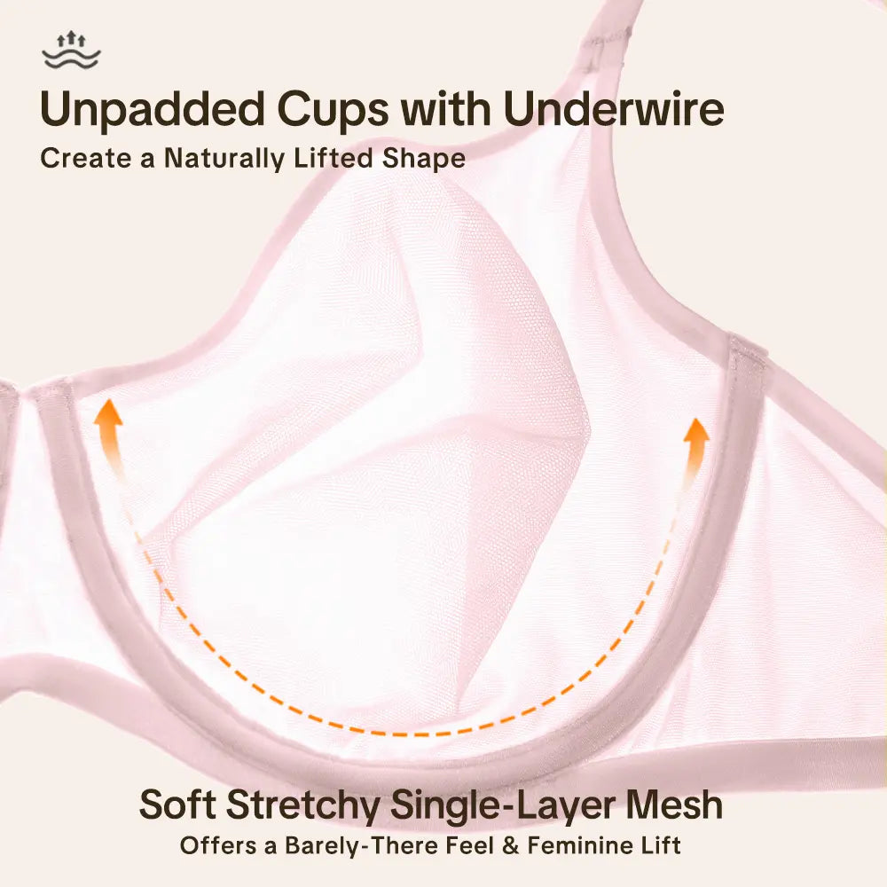 Sheer Mesh Unlined Underwire Plunge Bra