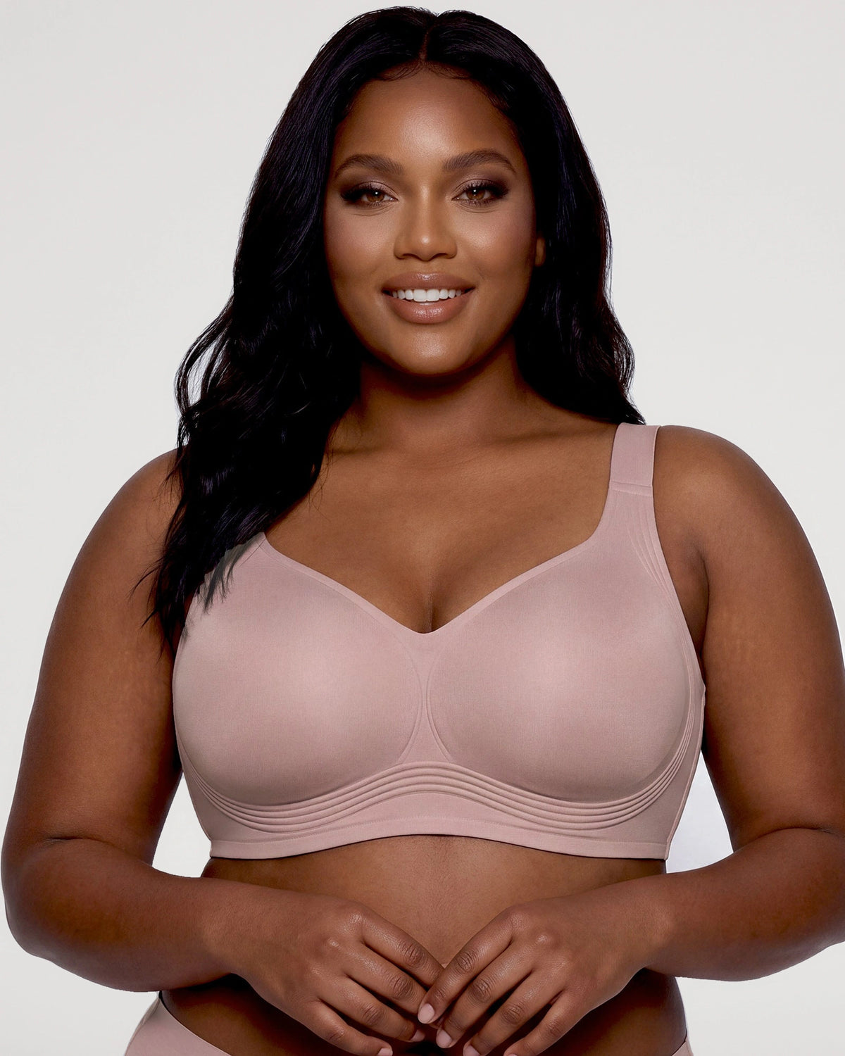 Front fit view of the Wireless Full Coverage Seamless Push Up Jelly Bra 4Bundle | LilyCurve